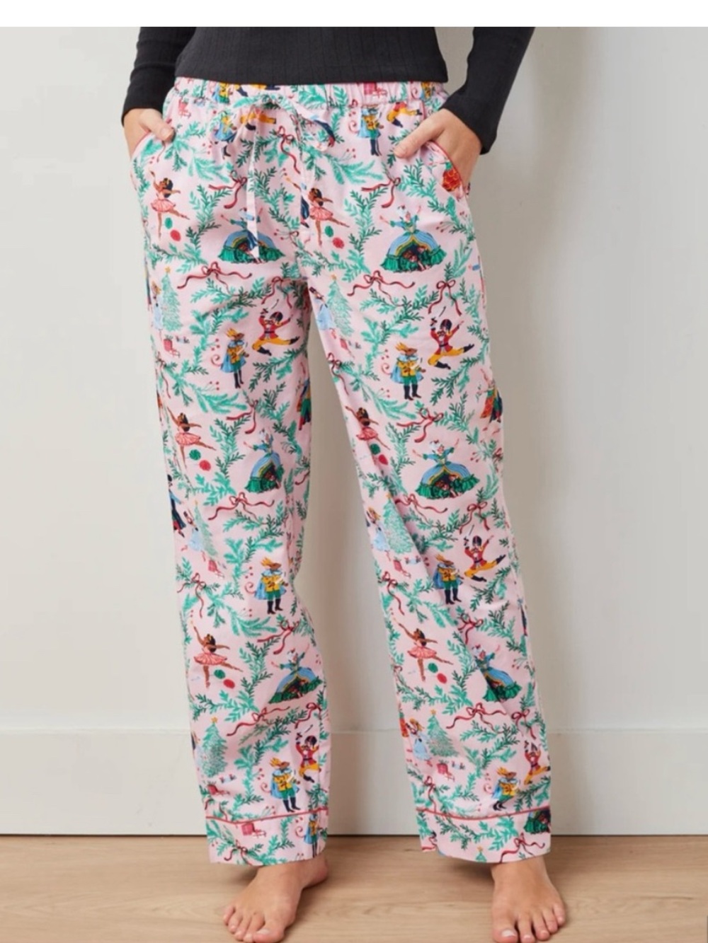 PRINTFRESH Nutcracker Dream Holiday Print Pajama Pants in Ballet Pink